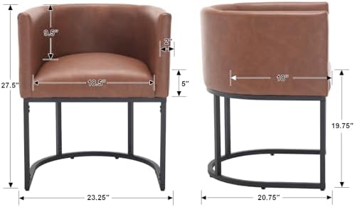 HNY Mid Century Modern Upholstered Barrel Dining Chairs - Image 2
