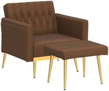 Velvet Accent Chair w/Ottoman & Adjustable Backrest - Image 6