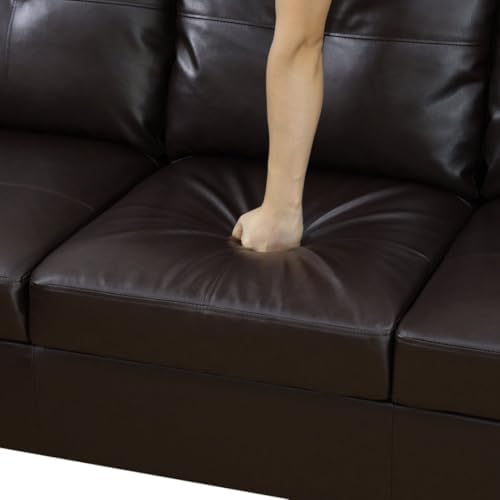 L-Shaped 3-Piece Faux Leather Sofa - Image 7