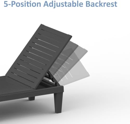Outdoor Chaise Lounge Chairs Set of 2, 5-Position Adjustable Backrest, - Image 4