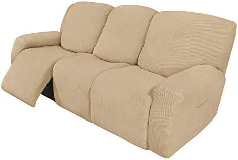 Easy-Going 8 Pieces Recliner Couch Stretch Sofa Slipcover Sand by Easy-Going