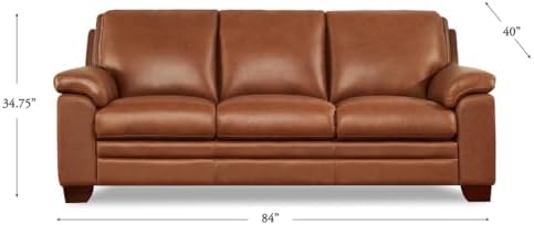 Hydeline Magnum Top Grain Leather Sofa Couch, Nutmeg Brown, Memory Foam and - Image 3