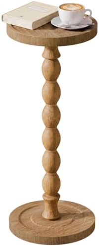 Small Round Side Table, Rubberwood‌ Drink Table by Unknown