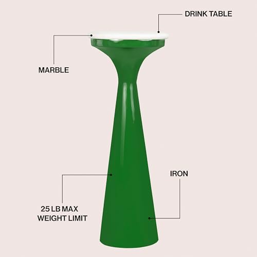 JONATHAN Y Oliver 8" Round Marble Pedestal Drink Table - Image 4
