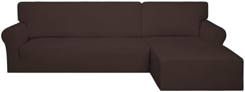 PureFit Stretch Sectional Couch Covers 2 pcs Non Slip L Shape Sofa Cover by PureFit