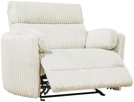 Pemberly Row Mega Ivory XL Extra Wide Power Glider Recliner - Image 4