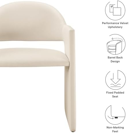 Modway Talia Performance Velvet Dining Armchair in Alabaster - Image 3