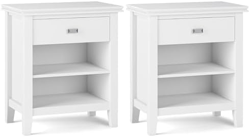 SIMPLIHOME Artisan 24" Wide Bedside Nightstands in White by SimpliHome