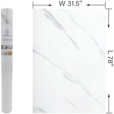 TOTIO 31.5x78inch Extra Wide White and Grey Marble Granite Look Wallpaper Peel - Image 7