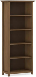 SIMPLIHOME Amherst 70" Tall Solid Wood 5-Shelf Bookcase in Brown by SimpliHome
