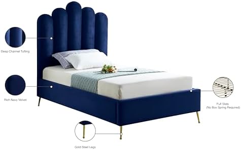 Meridian Furniture LilyNavy-T Lily Collection Modern | Contemporary Velvet - Image 6