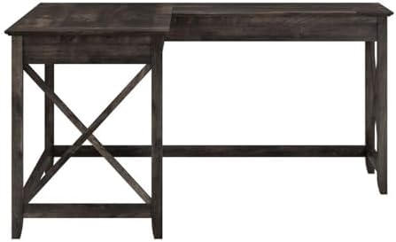 Pemberly Row 60W L Shaped Desk, Dark Gray Hickory Finish, Engineered Wood - Image 4