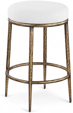 Meridian Furniture Ferro White Linen Textured Performance Fabric Counter Stool by Unknown