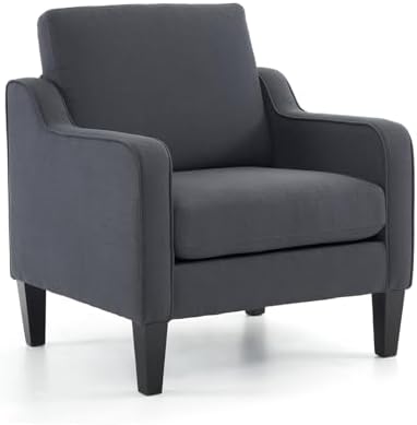 VINGLI Accent Chair, Linen Fabric Dark Grey Armchair by VINGLI