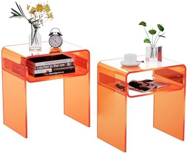 Clear Acrylic End Table 2-Tier Bedside nightstand by SolaroundAcrylicFurniture