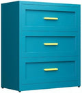 Metal Drawer Dresser for Bedroom，Blue 3 Drawer Dresser by XIUSVON