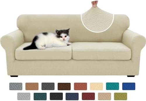 XINEAGE 3-Piece Stretch Sofa Cover, Washable Couch Covers by XINEAGE