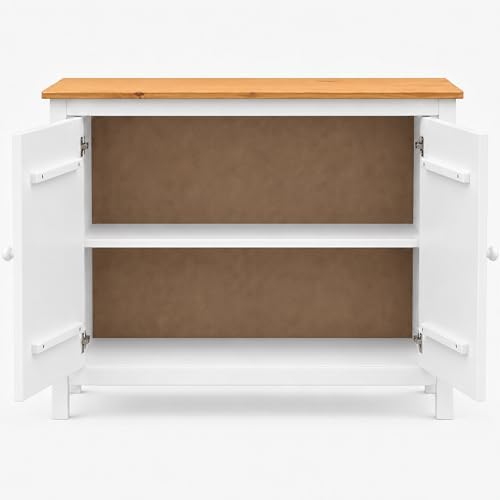 From the Tree Furniture 44" Wide White & Pine Top Solid Pine Shaker Sideboard - Image 5