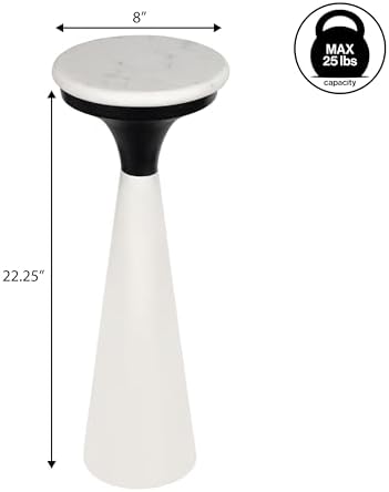 JONATHAN Y Oliver 8" Round Marble Pedestal Drink Table - Image 3