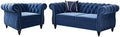 ORRD 2 Piece Living Room Set, Velvet Chesterfield Sofa Loveseat Couch Chair by ORRD