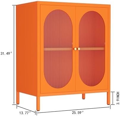 Small 2 Transpanrent Door Metal Storage Side Buffet Cabinet - Image 2
