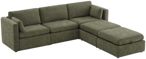 CHITA 112" Modular Sectional Sofa, 5 Seat Modular Couch, Moss Green - Image 4