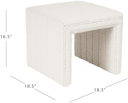 HomePop 19" Modern Channel Tufted Ottoman - Image 3