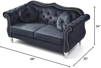 HomeStock Velvet Loveseat, Dark Gray - Image 2