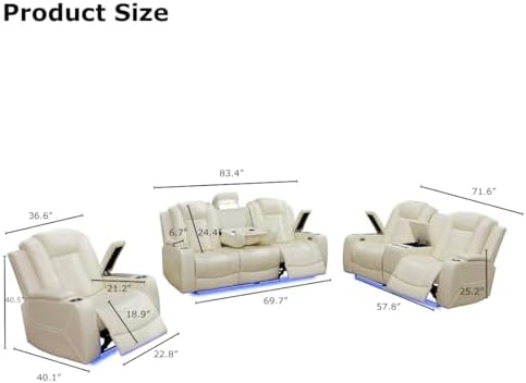 Power Recliner Loveseat Set, Leather Reclining Sofa Sectional Couch, 2 Seater - Image 2