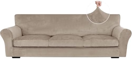 XINEAGE 4-Piece Velvet Oversize Sofa Cover, Couch Covers by XINEAGE