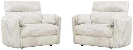 Pemberly Row Mega Ivory XL Extra Wide Power Glider Recliner by PEMBERLYROW