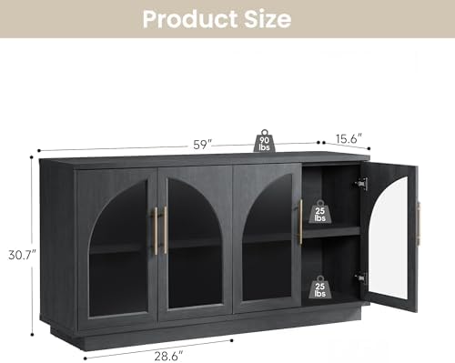 Fatmok Modular Coffee Bar with LED Lighting, Charging Station, Arched Glass - Image 6