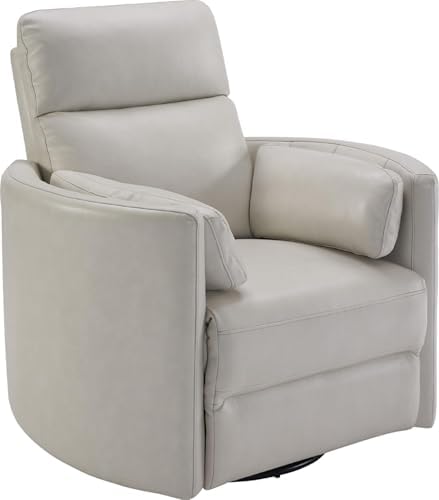 Pemberly Row Modern Brown Leather Power Swivel Glider Recliner - Image 5