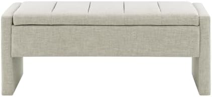 JEEOHEY Storage Ottoman Bench, Linen Tufted Large Shoe Entryway Benches - Image 5