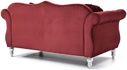 HomeStock Velvet Loveseat, Dark Gray - Image 6