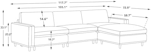 CHITA 118” Super Large Sectional Modular Sofa, Down Filled, 4 Seat - Image 2