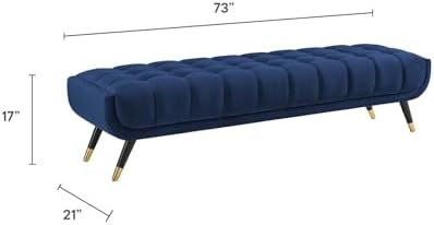 Modway Adept Mid-Century Modern Velvet Upholstered Tufted Accent Bench in - Image 3