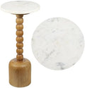 JONATHAN Y Turner 24.5" Round Marble Mango Wood Drink Table by JONATHANY