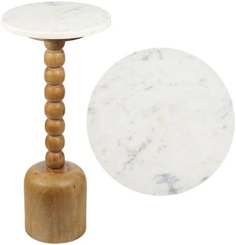 JONATHAN Y Turner 24.5" Round Marble Mango Wood Drink Table by JONATHANY
