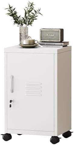 pozdeg 24.4" H White Lockable Rolling Metal Storage Locker by pozdeg