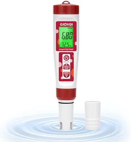 pH Meter for Water, 4 in 1 EC PPM Temp pH Tester for Hydroponic by GIDIGI
