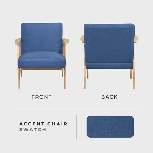 Lexicon Mid Century Modern Accent Chair, Natural Solid Wood Frame - Image 4