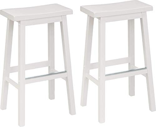 Amazon Basics Solid Wood Saddle-Seat Counter Height Bar Stools by AmazonBasics