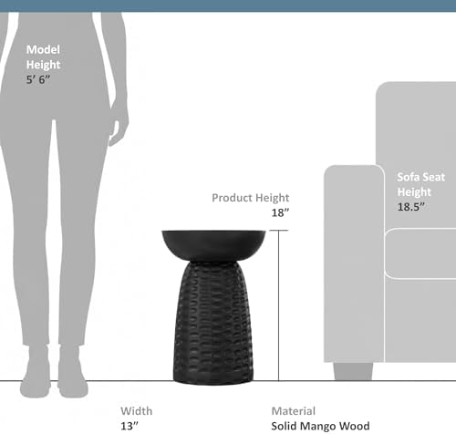 SIMPLIHOME Boyd 13" Wide Solid Wood Round End Table in Black - Image 3