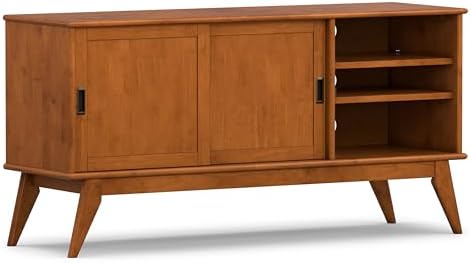 SIMPLIHOME Draper 60" Wide Solid Wood TV Stand in Teak Brown by SimpliHome