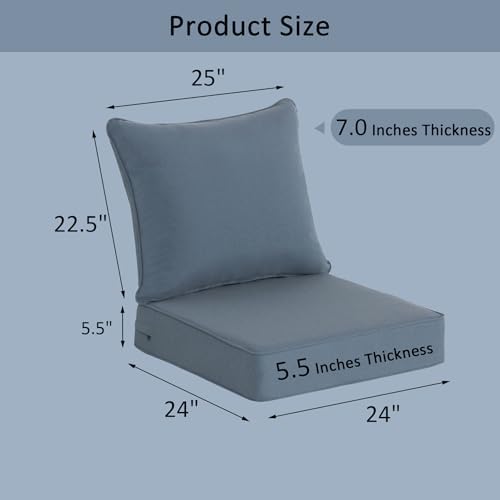 COZYVIDA Patio Seat Cushions, Light Blue - Image 2