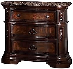 Best Master Barney's Traditional 5-Piece Eastern King Set in Walnut w/Marble Top - Image 3