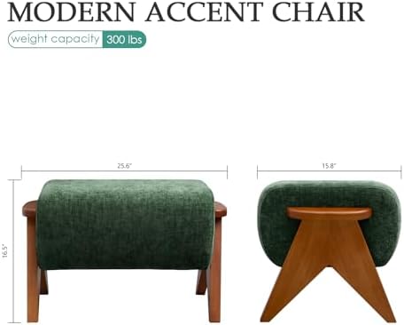 Linen Padded footstools Mid Century Modern Ottoman - Image 2