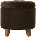 HomePop 19" Velvet Button Tufted Round Storage Ottoman by HomePop