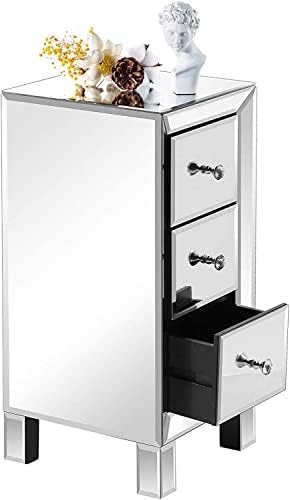 Bonnlo 3-Drawer Mirrored Nightstand Set of 2, End Table, Bedside Table - Image 6